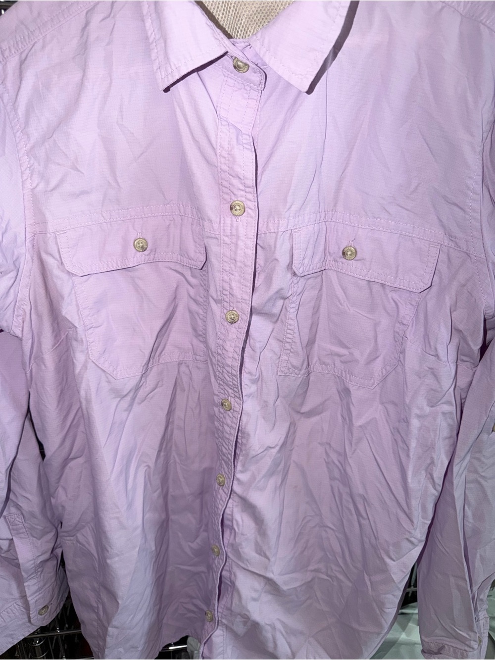 Eddie Bauer Lavender Long-Sleeve Button-Down Shirt